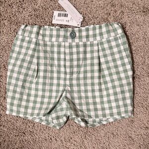 Edgehill Collection Green Plaid High Waist Shorts